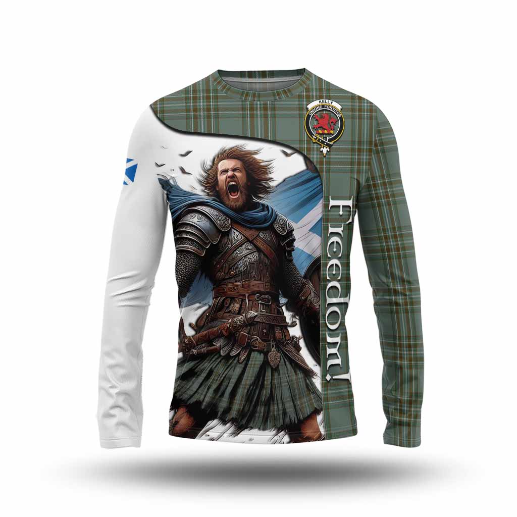 Tartan Vibes Clothing Kelly Crest Tartan Long Sleeve T-Shirt Inspired by the Freedom of Scottish Warrior