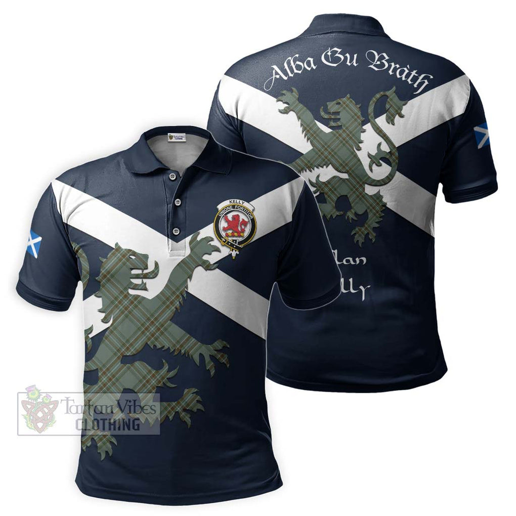 Tartan Vibes Clothing Kelly Tartan Lion Rampant Polo Shirt – Proudly Display Your Heritage with Alba Gu Brath and Clan Name