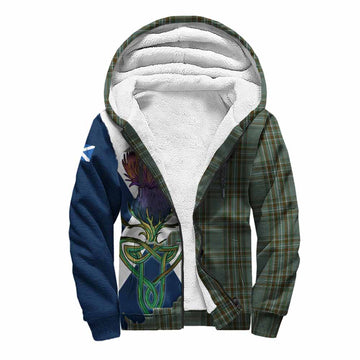 Tartan Vibes Clothing Kelly Tartan Family Crest Sherpa Hoodie Scottish Thistle Celtic Inspired