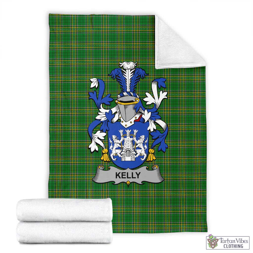Kelly Irish Clan Tartan Blanket with Coat of Arms X-Large 59 x 79 inches 150 x 200 cm - Tartan Vibes Clothing