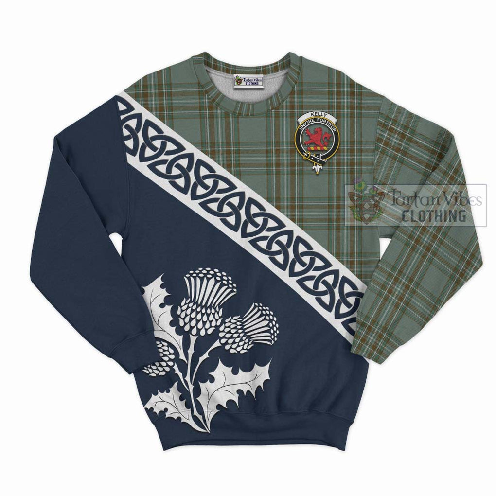 Tartan Vibes Clothing Kelly Tartan Sweatshirt Featuring Thistle and Scotland Map