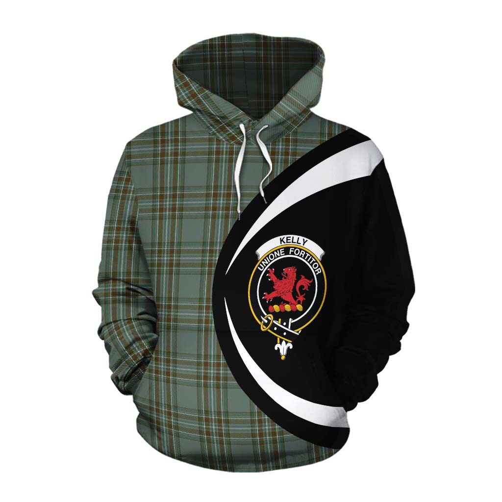 Tartan Vibes Clothing Kelly Tartan Cotton Hoodie with Family Crest Circle Style