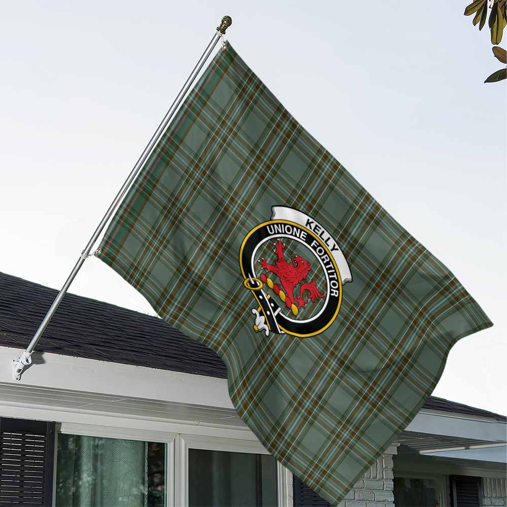 Tartan Vibes Clothing Kelly Tartan House Flag with Family Crest
