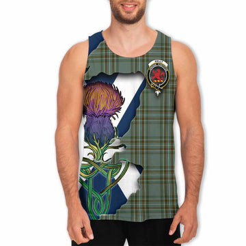 Tartan Vibes Clothing Kelly Tartan Family Crest Men's Tank Top Scottish Thistle Celtic Inspired