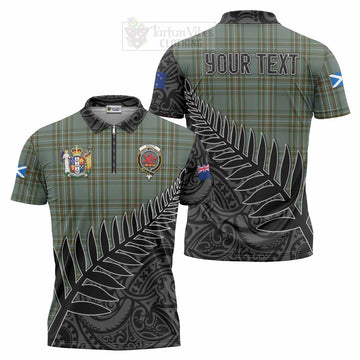 Tartan Vibes Clothing Kelly Crest Tartan Zipper Polo Shirt with New Zealand Silver Fern Half Style