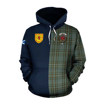 Tartan Vibes Clothing Kelly Tartan Cotton Hoodie Alba with Scottish Lion Royal Arm Half Style