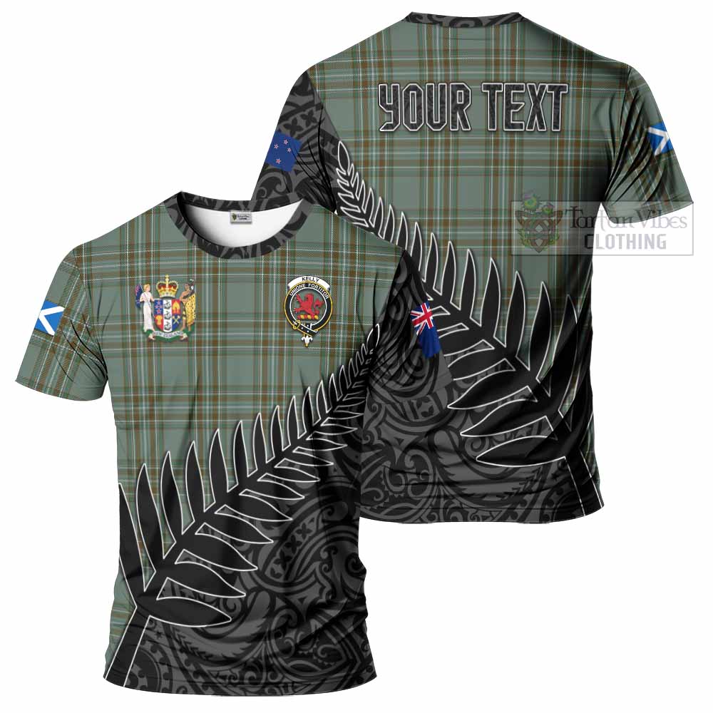 Tartan Vibes Clothing Kelly Crest Tartan T-Shirt with New Zealand Silver Fern Half Style