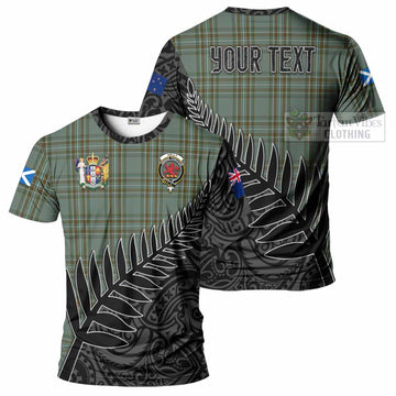 Tartan Vibes Clothing Kelly Crest Tartan T-Shirt with New Zealand Silver Fern Half Style