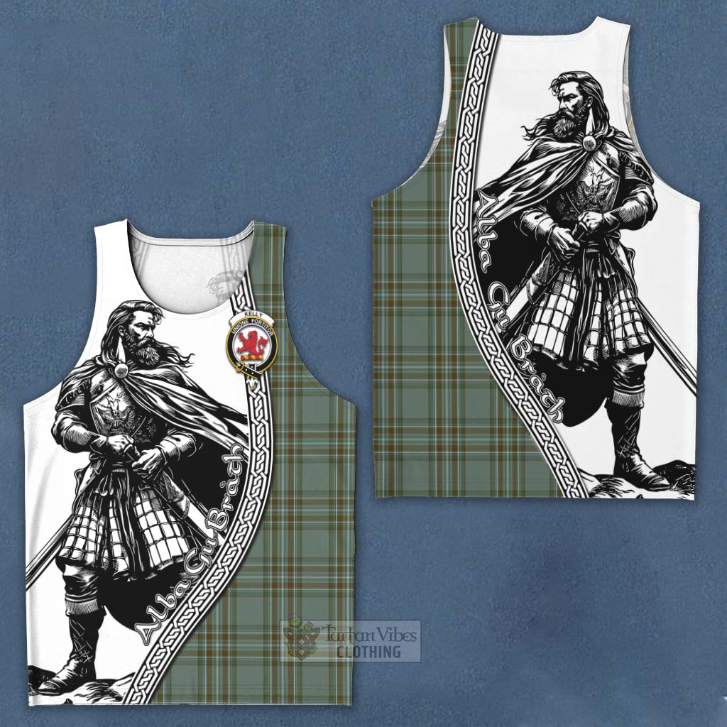 Tartan Vibes Clothing Kelly Tartan Clan Crest Men's Tank Top with Highlander Warrior Celtic Style