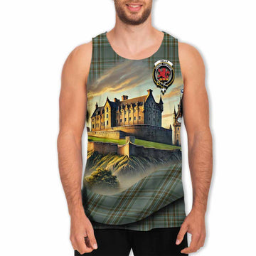 Tartan Vibes Clothing Kelly Tartan Family Crest Men's Tank Top with Scottish Ancient Castle Style