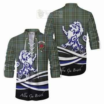 Tartan Vibes Clothing Kelly Tartan Ghillie Kilt Shirt with Alba Gu Brath Regal Lion Emblem
