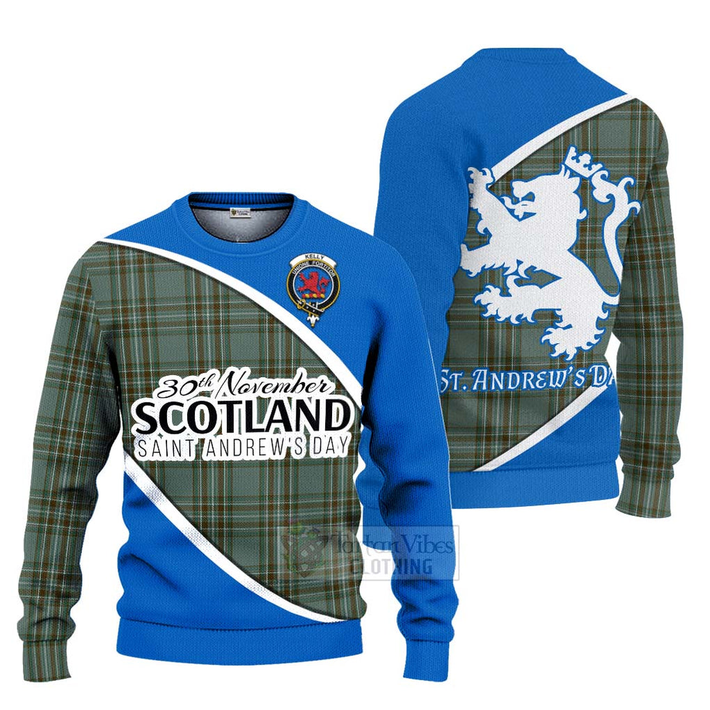 Tartan Vibes Clothing Kelly Family Crest Tartan Knitted Sweater Celebrate Saint Andrew's Day in Style
