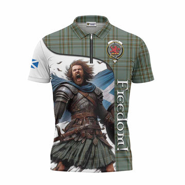 Tartan Vibes Clothing Kelly Crest Tartan Zipper Polo Shirt Inspired by the Freedom of Scottish Warrior