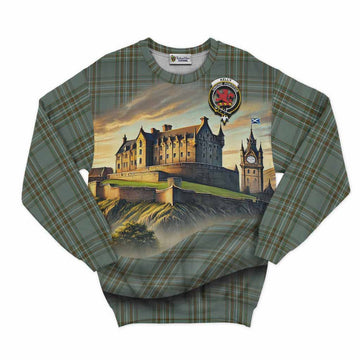 Tartan Vibes Clothing Kelly Tartan Family Crest Sweatshirt with Scottish Ancient Castle Style
