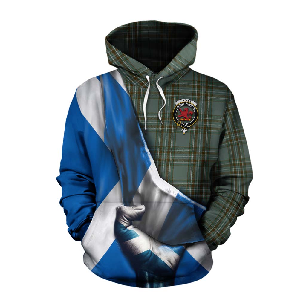 Tartan Vibes Clothing Kelly Tartan Cotton Hoodie with Family Crest Scotland Patriotic Style
