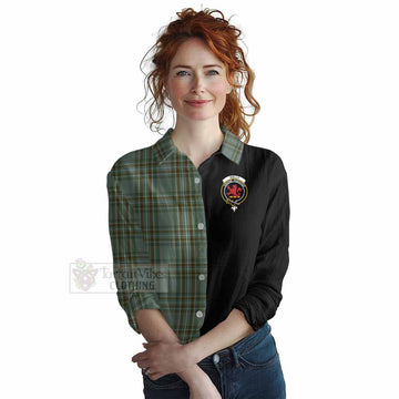 Tartan Vibes Clothing Kelly Tartan Women's Casual Shirt with Family Crest and Half Of Me Style