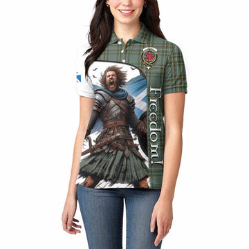Tartan Vibes Clothing Kelly Crest Tartan Women's Polo Shirt Inspired by the Freedom of Scottish Warrior