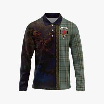 Tartan Vibes Clothing Kelly Tartan Family Crest Long Sleeve Polo Shirt Alba Gu Brath Be Brave Lion Ancient Style