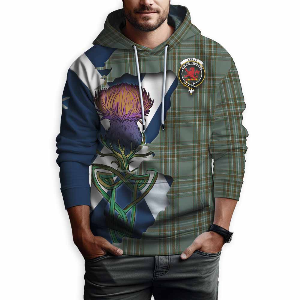 Tartan Vibes Clothing Kelly Tartan Family Crest Hoodie Scottish Thistle Celtic Inspired