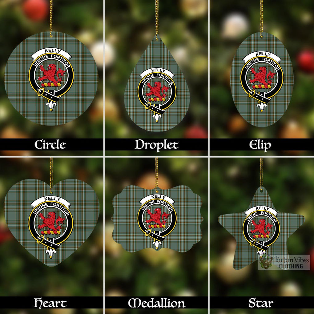 Tartan Vibes Clothing Kelly Tartan Christmas Aluminium Ornament with Family Crest