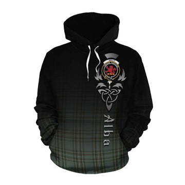 Tartan Vibes Clothing Kelly Tartan Cotton Hoodie Featuring Alba Gu Brath Family Crest Celtic Inspired