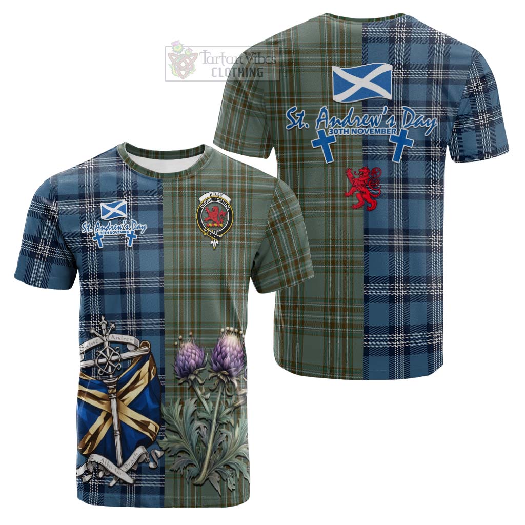 Tartan Vibes Clothing Kelly Tartan Cotton T-shirt Happy St. Andrew's Day Half Tartan Style