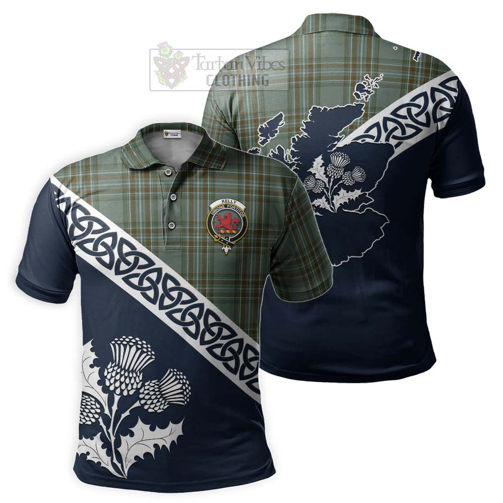Kelly Tartan Polo Shirt Featuring Thistle and Scotland Map