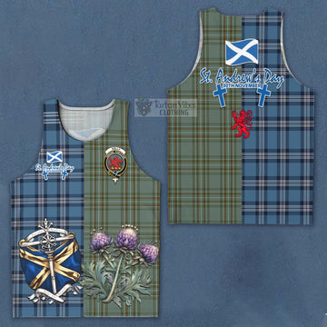 Tartan Vibes Clothing Kelly Tartan Men's Tank Top Happy St. Andrew's Day Half Tartan Style