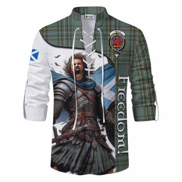 Tartan Vibes Clothing Kelly Crest Tartan Ghillie Kilt Shirt Inspired by the Freedom of Scottish Warrior