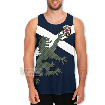 Tartan Vibes Clothing Kelly Tartan Lion Rampant Men's Tank Top – Proudly Display Your Heritage with Alba Gu Brath and Clan Name