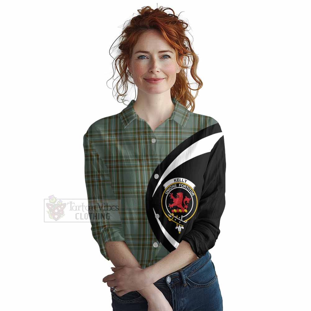 Tartan Vibes Clothing Kelly Tartan Women's Casual Shirt with Family Crest Circle Style