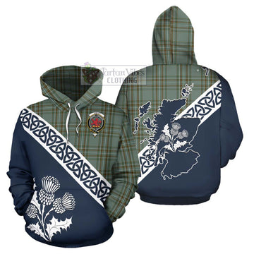 Tartan Vibes Clothing Kelly Tartan Hoodie Featuring Thistle and Scotland Map