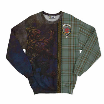 Tartan Vibes Clothing Kelly Tartan Family Crest Sweatshirt Alba Gu Brath Be Brave Lion Ancient Style