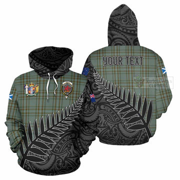 Tartan Vibes Clothing Kelly Crest Tartan Hoodie with New Zealand Silver Fern Half Style