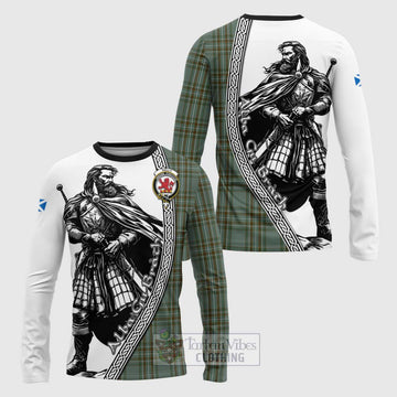 Tartan Vibes Clothing Kelly Tartan Clan Crest Long Sleeve T-Shirt with Highlander Warrior Celtic Style