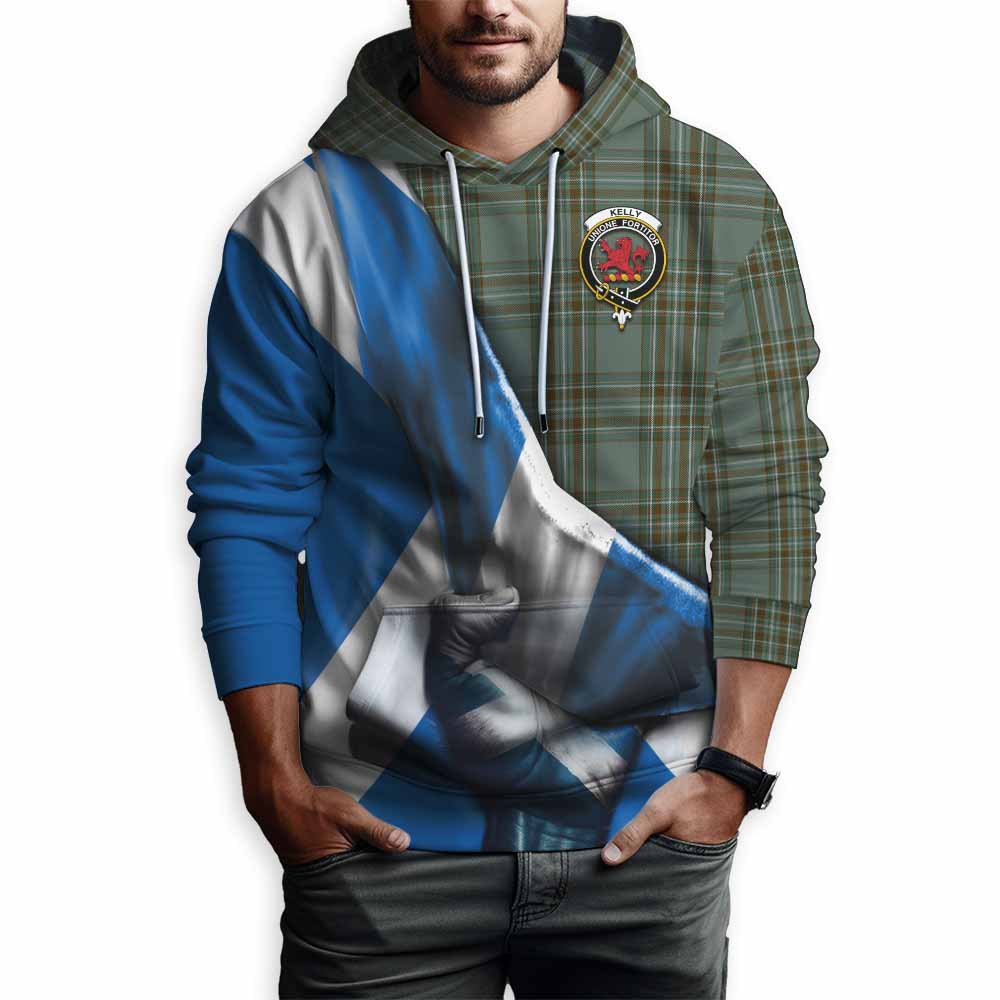 Tartan Vibes Clothing Kelly Tartan Hoodie with Family Crest Scotland Patriotic Style