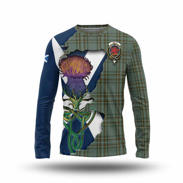 Tartan Vibes Clothing Kelly Tartan Family Crest Long Sleeve T-Shirt Scottish Thistle Celtic Inspired