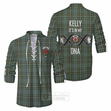 Tartan Vibes Clothing Kelly Tartan Ghillie Kilt Shirt with Family Crest DNA In Me Style