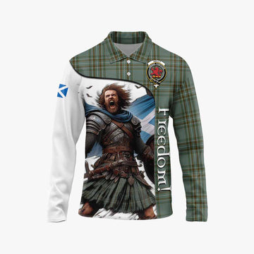 Tartan Vibes Clothing Kelly Crest Tartan Long Sleeve Polo Shirt Inspired by the Freedom of Scottish Warrior
