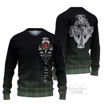 Tartan Vibes Clothing Kelly Tartan Knitted Sweater Featuring Alba Gu Brath Family Crest Celtic Inspired