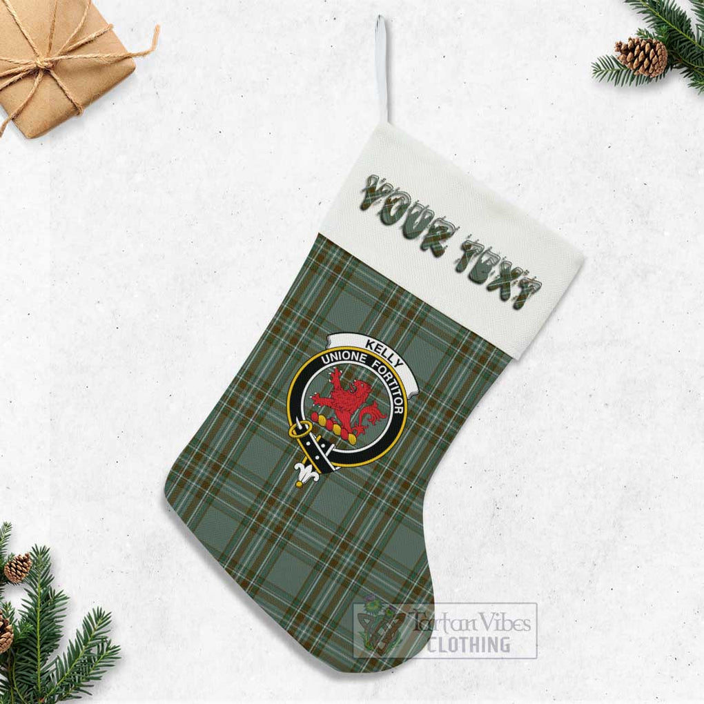Tartan Vibes Clothing Kelly Tartan Family Crest Christmas Stocking with Personalized Text