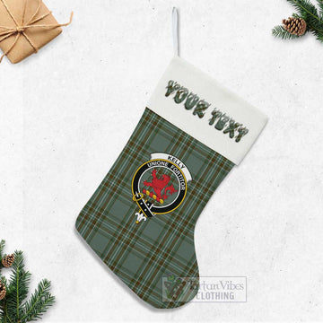 Tartan Vibes Clothing Kelly Tartan Family Crest Christmas Stocking with Personalized Text