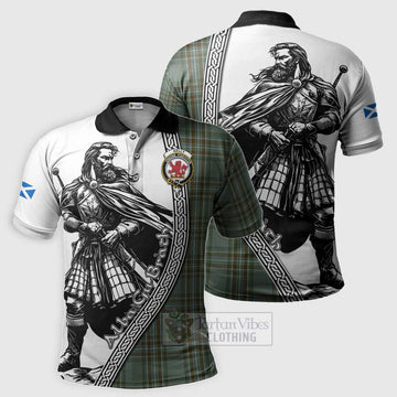 Tartan Vibes Clothing Kelly Tartan Clan Crest Polo Shirt with Highlander Warrior Celtic Style