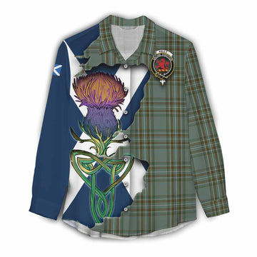Tartan Vibes Clothing Kelly Tartan Family Crest Women's Casual Shirt Scottish Thistle Celtic Inspired