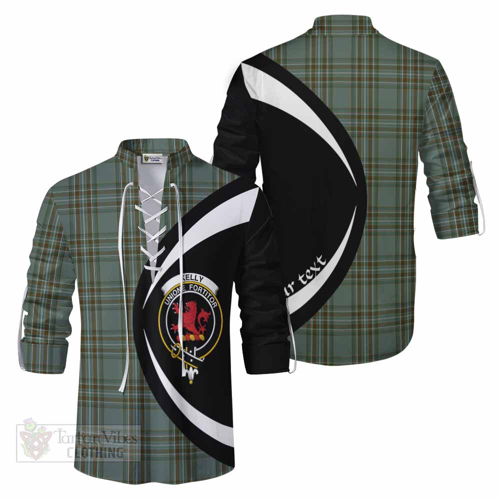 Tartan Vibes Clothing Kelly Tartan Ghillie Kilt Shirt with Family Crest Circle Style