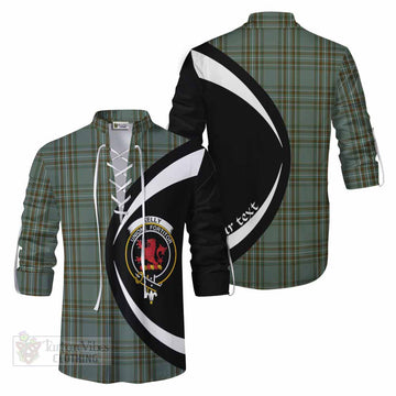Tartan Vibes Clothing Kelly Tartan Ghillie Kilt Shirt with Family Crest Circle Style