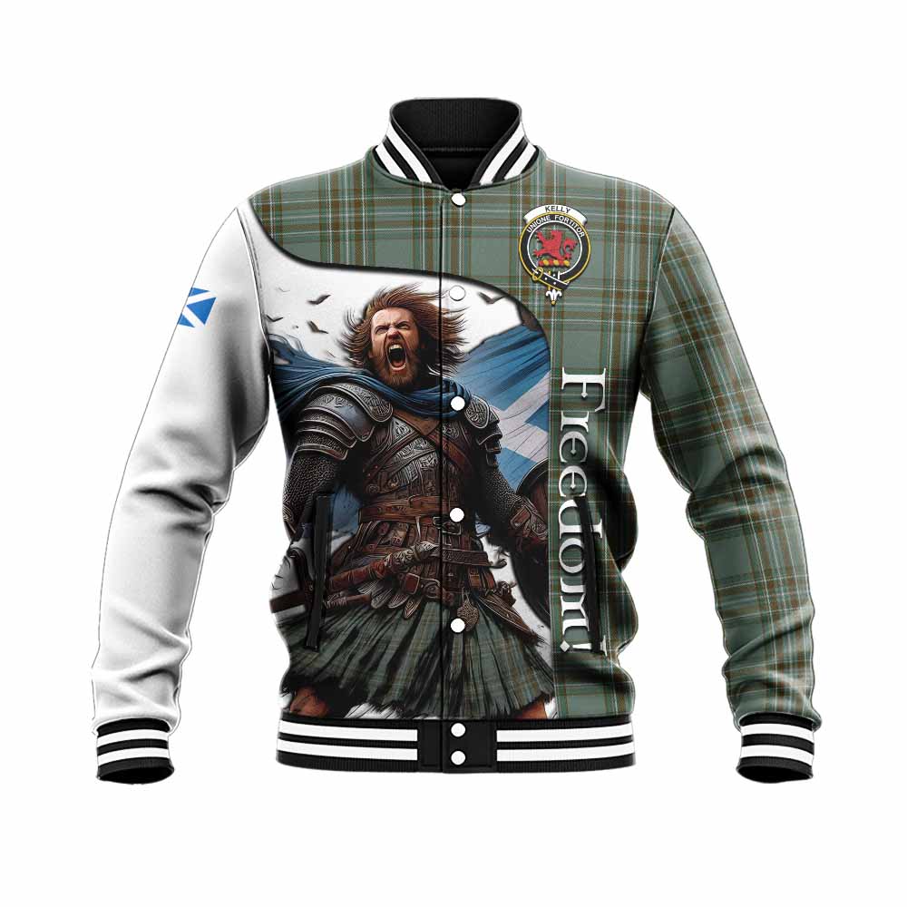 Tartan Vibes Clothing Kelly Crest Tartan Baseball Jacket Inspired by the Freedom of Scottish Warrior