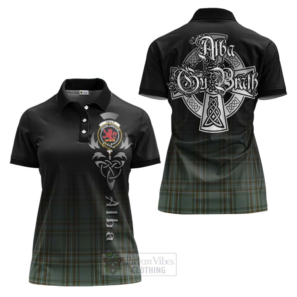 Tartan Vibes Clothing Kelly Tartan Women's Polo Shirt Featuring Alba Gu Brath Family Crest Celtic Inspired