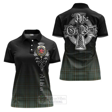 Tartan Vibes Clothing Kelly Tartan Women's Polo Shirt Featuring Alba Gu Brath Family Crest Celtic Inspired