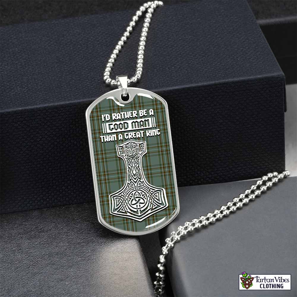 Tartan Vibes Clothing Kelly Tartan Dog Tag Necklace Viking Mjolnir Style